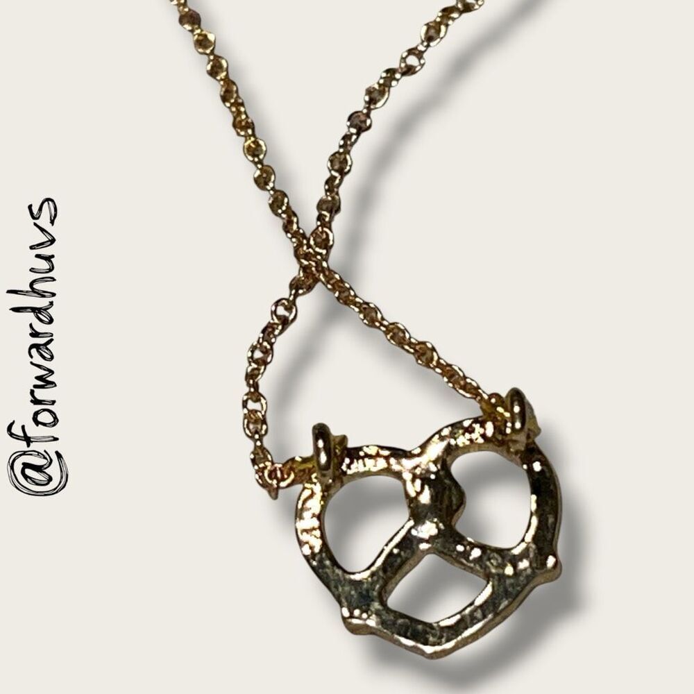 Gold Tone Necklace – 16” Chain with Pretzel Pendant - Picture 4 of 5